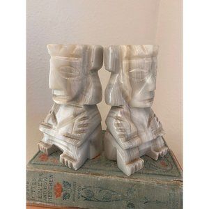 Vintage Stone Aztec Mayan Mexican Southwest Heavy Quartz Crystal Rock Marble Boo